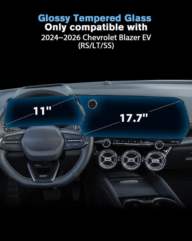 WEIPIN For 2PCS Glossy Tempered Glass 2024 2025 2026 Chevrolet Blazer EV 17.7 Inch Touchscreen & 11 Inch Dashboard Screen Protector - Blazer EV (RS/LT/SS) Accessories - Image 2